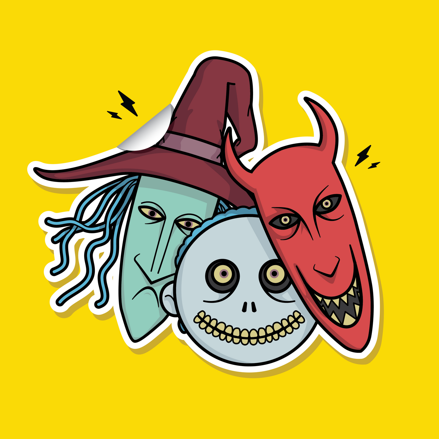 Trick or treat trio 4 inch sticker