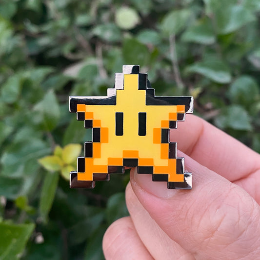 8-bit Super Star enamel pin